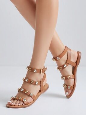 Exe Carmen leather crystal sandals